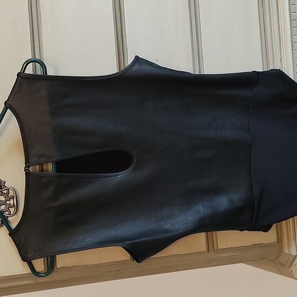 INC Black Faux Leather Bodysuit - Picture 4 of 5